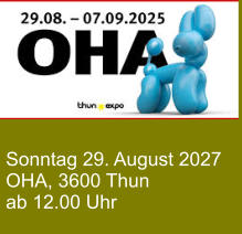 Sonntag 29. August 2027 OHA, 3600 Thun ab 12.00 Uhr